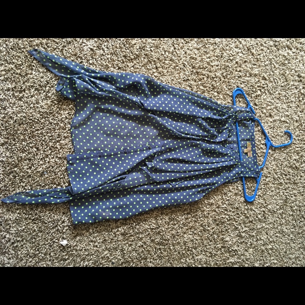 Blue and green sheer top
